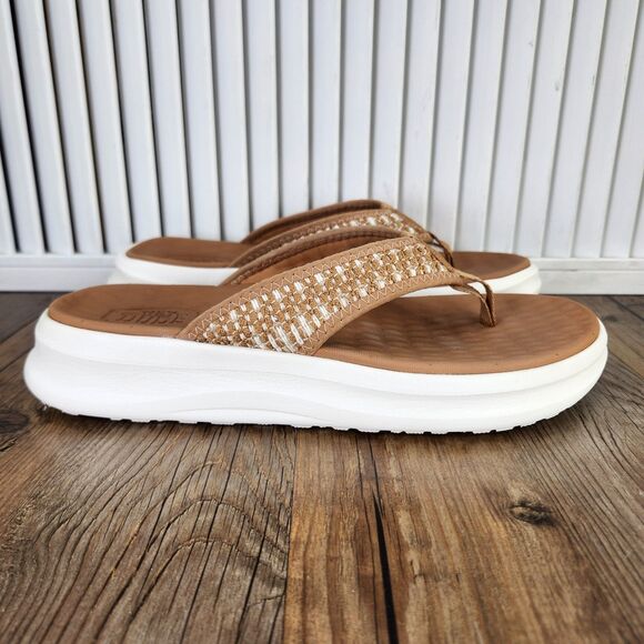 Hey Dude Tide Womens Sz 9 Brown Macaroon Casual Comfort Boho Flip Flops Sandals - Picture 1 of 9